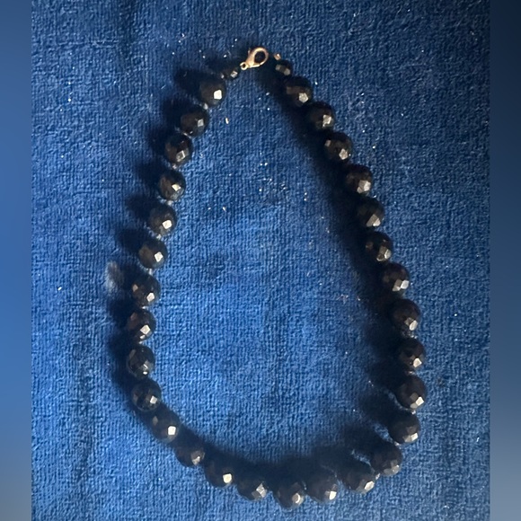 Chunky Lucite Bead Necklace Black 20” Secure Clasp Little Black Dress Necklace - Picture 5 of 5